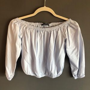 Blue off the shoulder long sleeve!